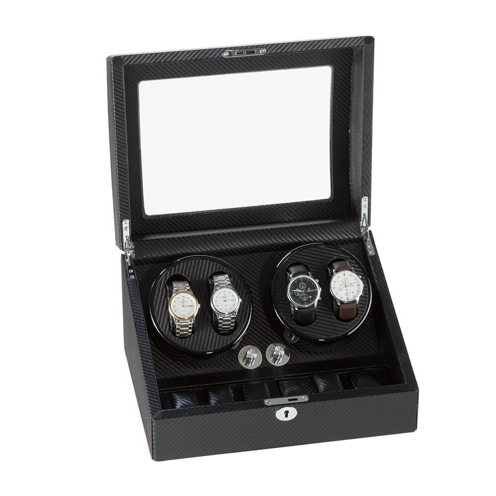 Best Sepano Leather Quad Watch Winder Black