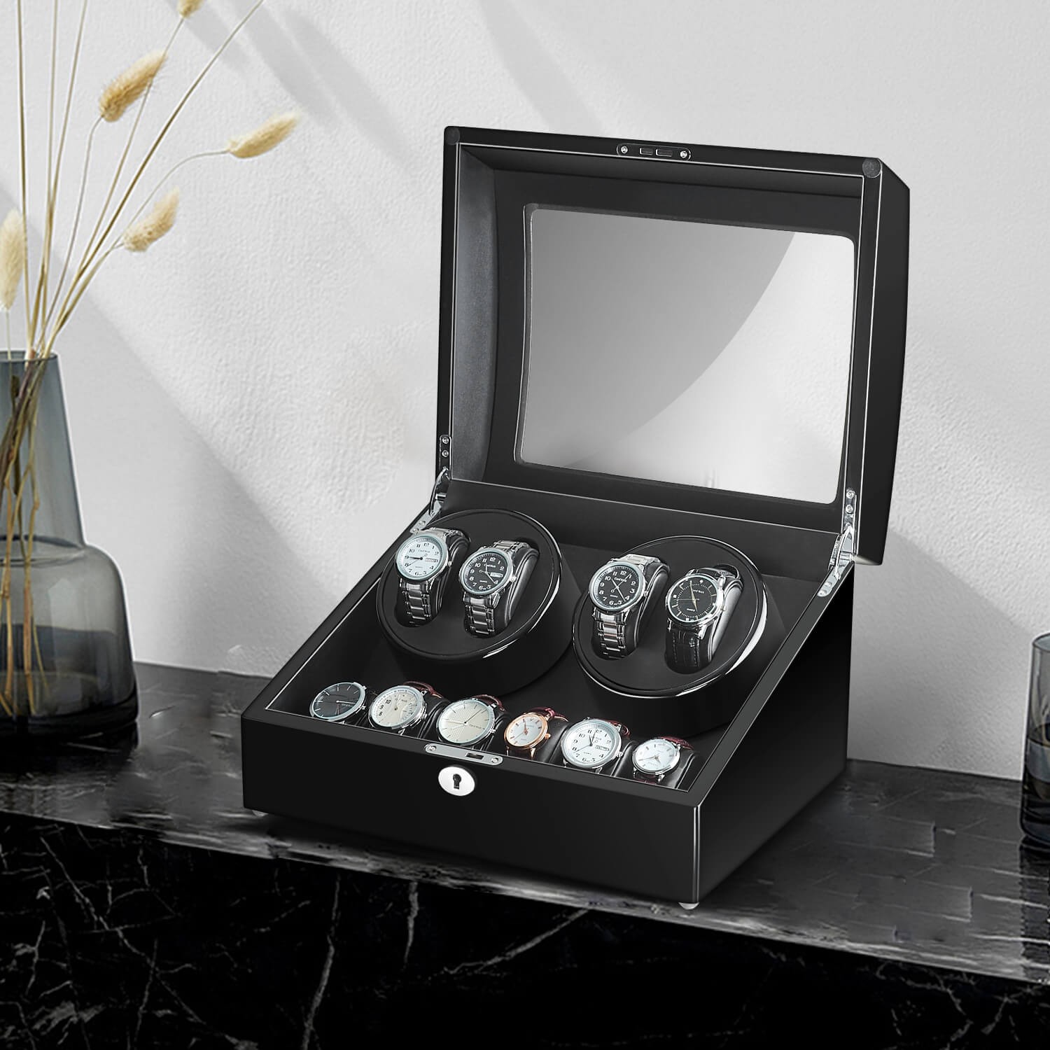 Maselex Quad Watch Winder With 6 Storage Case