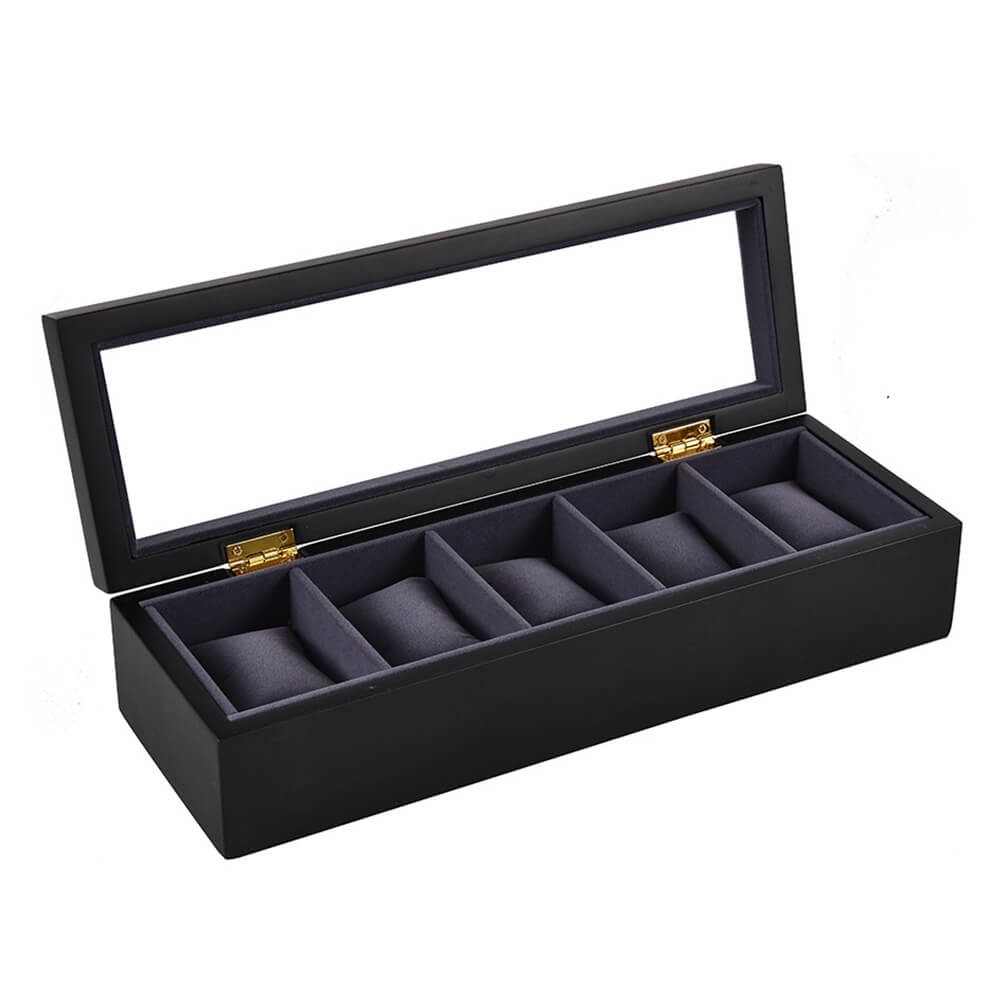 Sepano Wooden Watch Box With 5 Slots Display Case Black